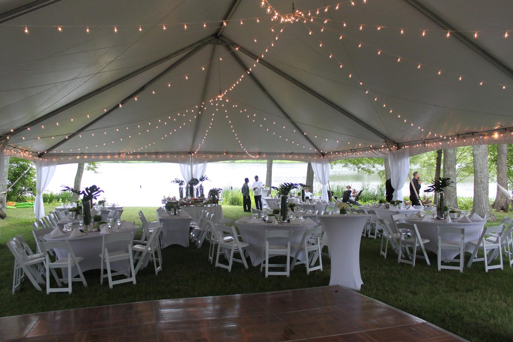 40x60 Frame Tent with Bistros and Parquet Dance Floor