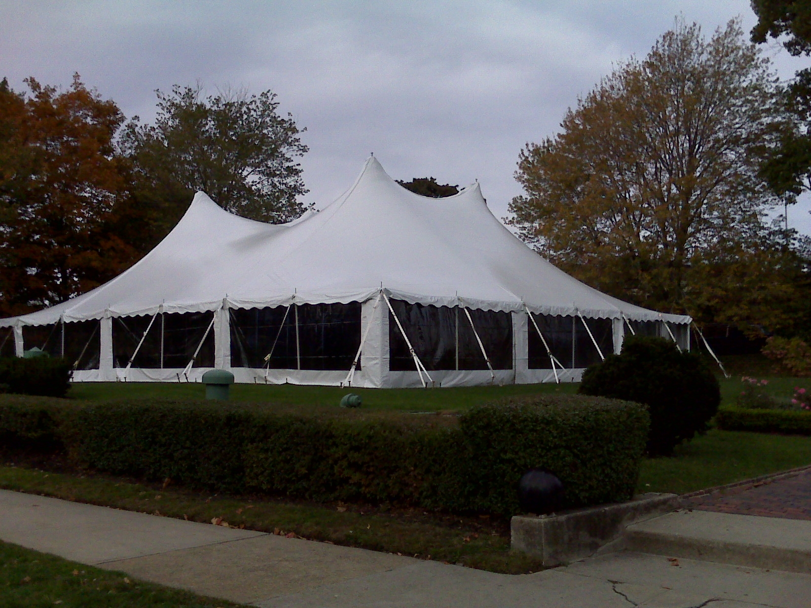 60x60 White Pole Tent with Clear Sidewall