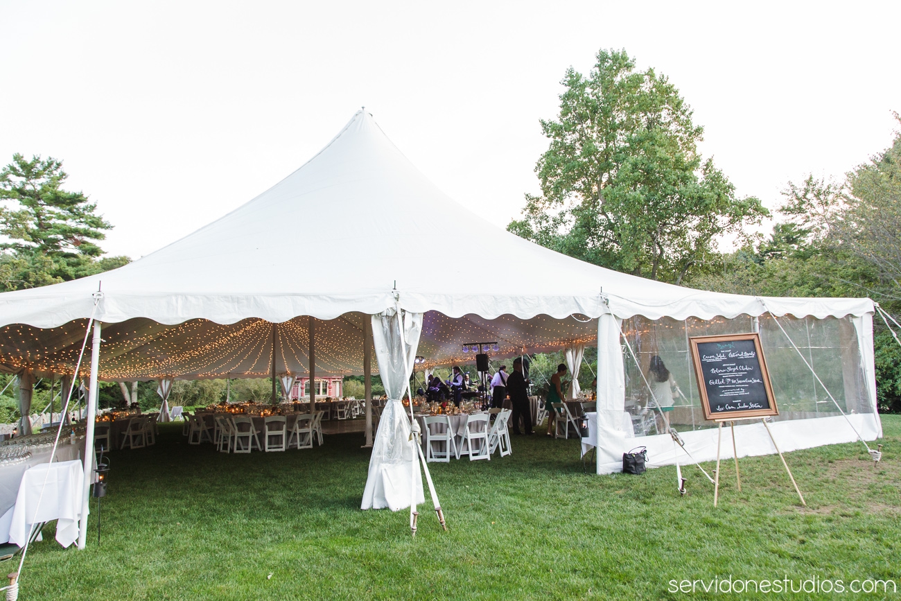 White Pole Tent with Gathered Sidewall and Bistros