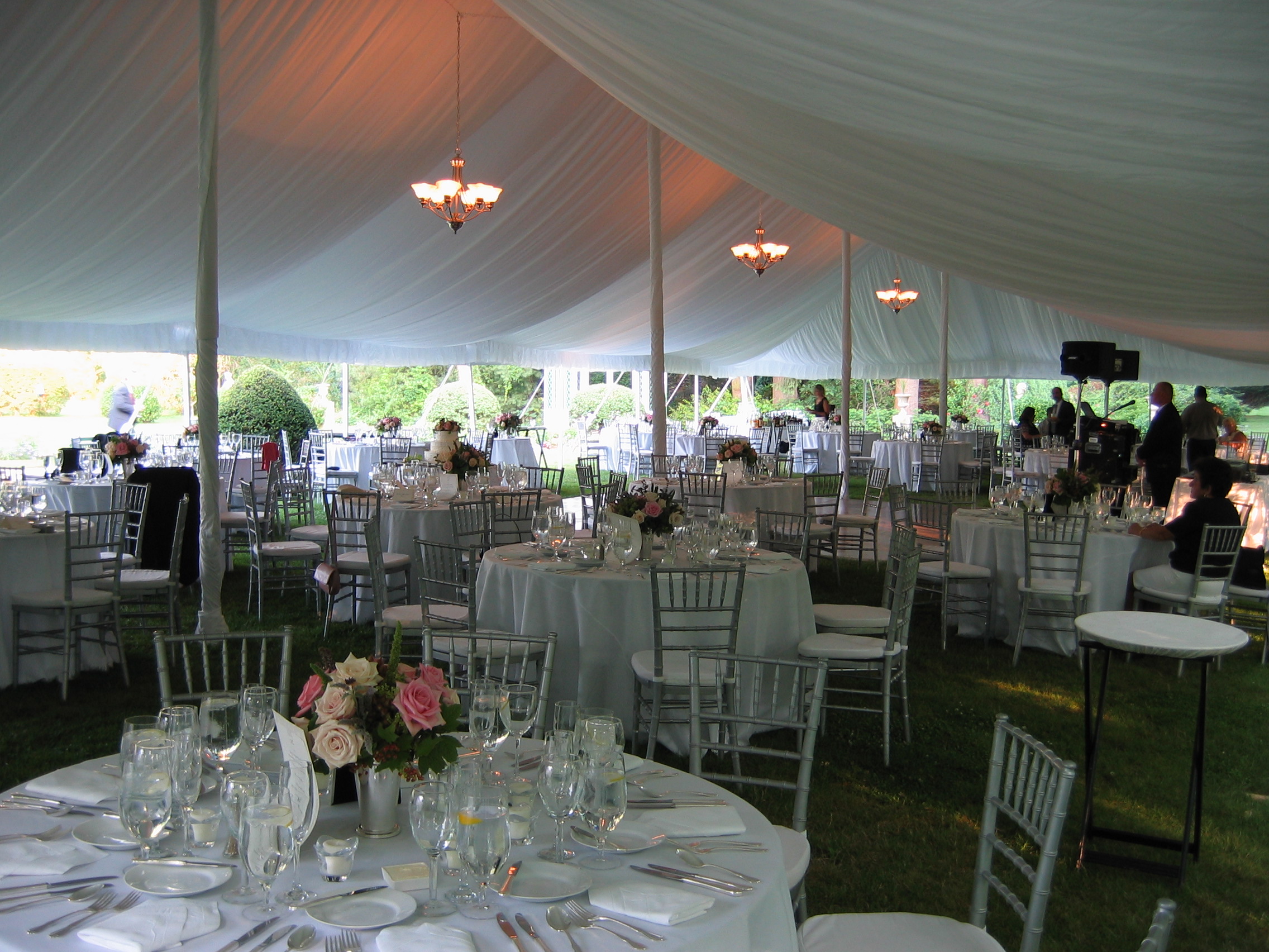 Pole Tent with Chandeliers and Liner