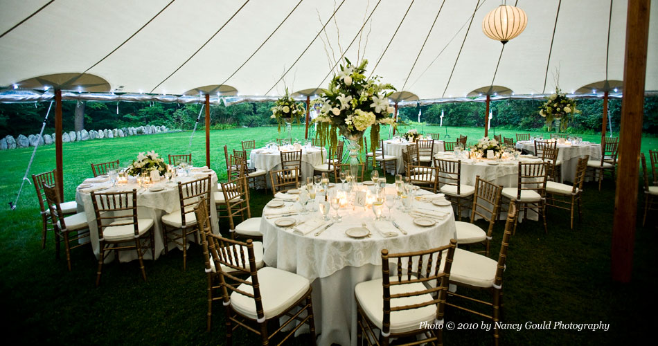 Fruitwood Chiavari Chairs in a Tidewater Sailcloth Tent