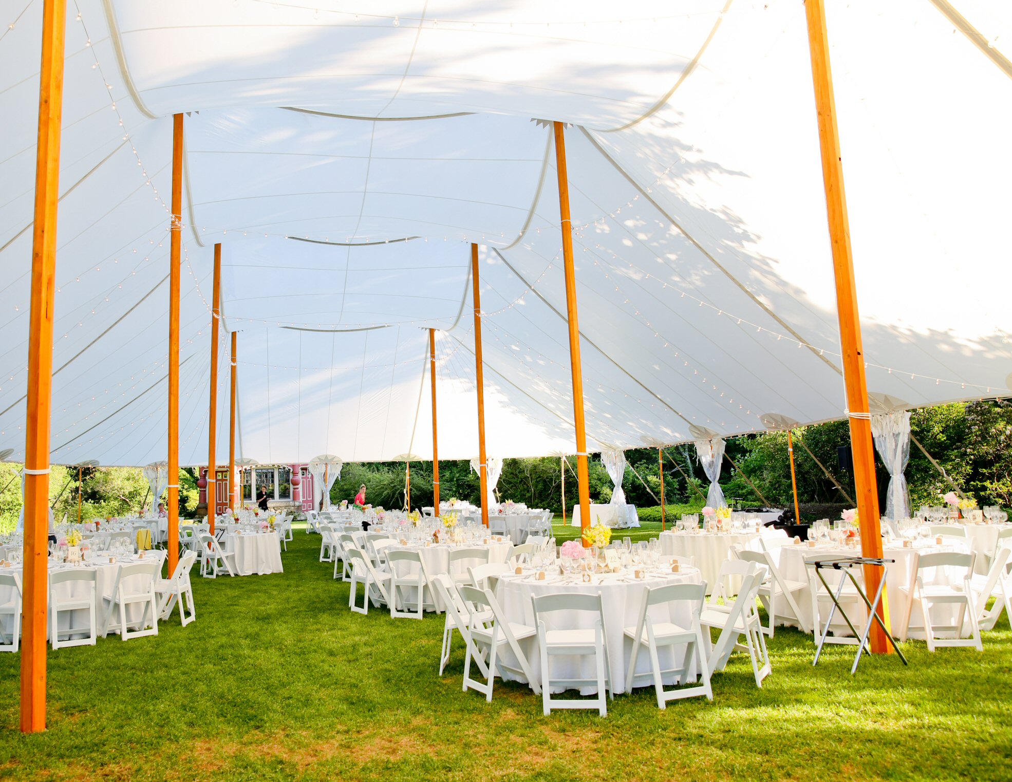 White Garden Chairs in a Tidewater Sailcloth Tent