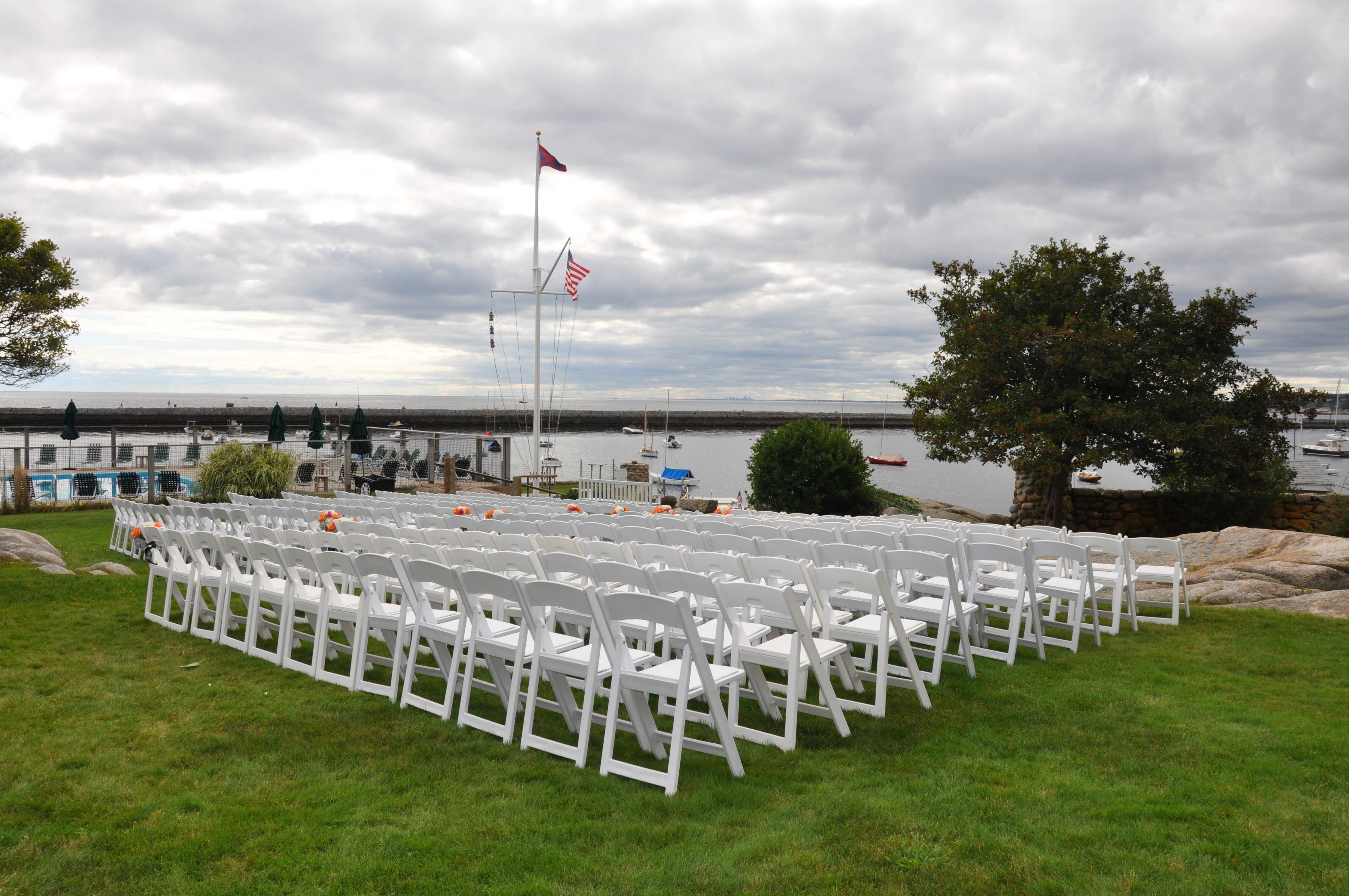 White Garden Chairs - Ceremony Setup