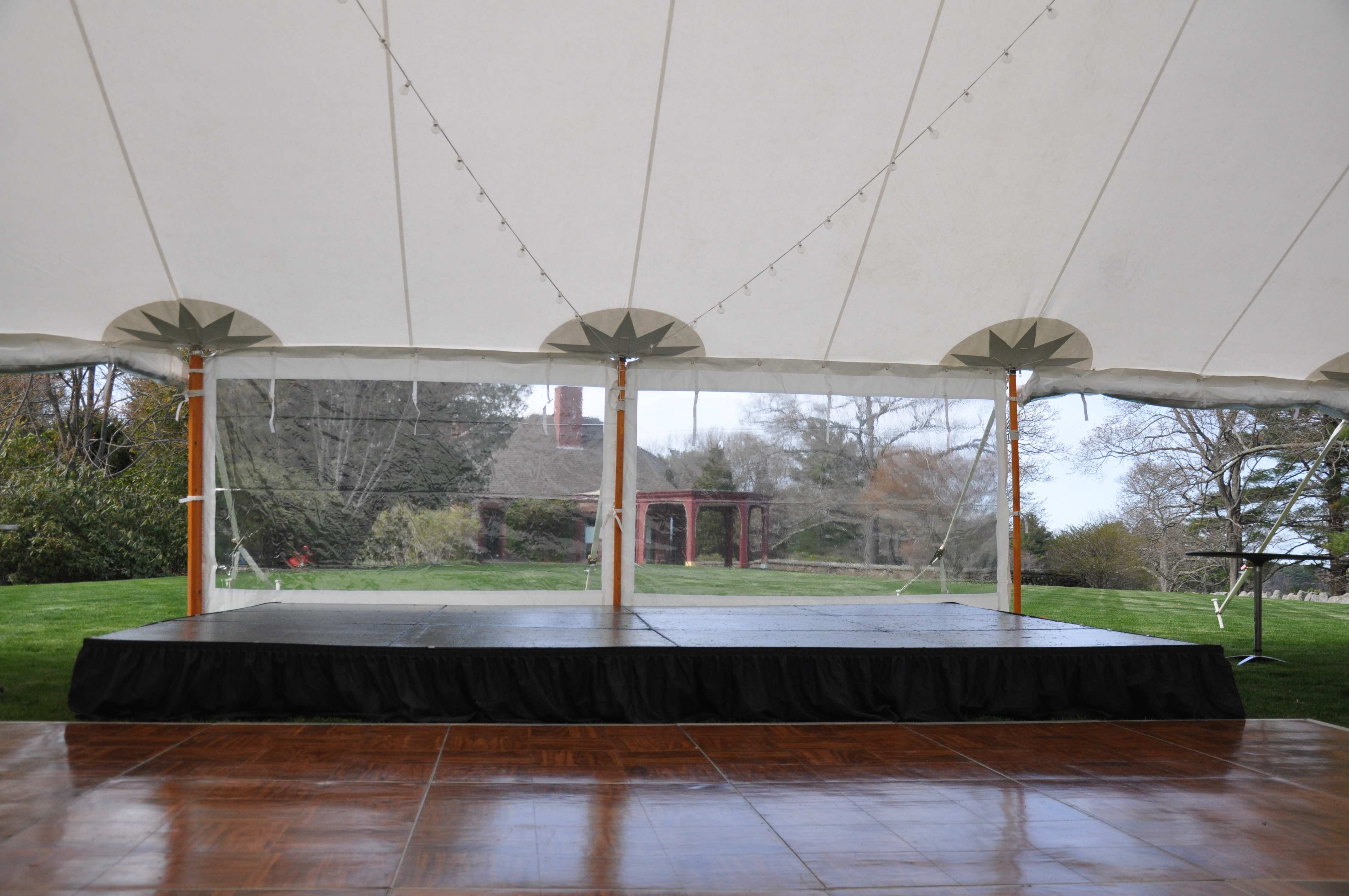 Stage and Parquet Dance Floor in a Tidewater Sailcloth Tent