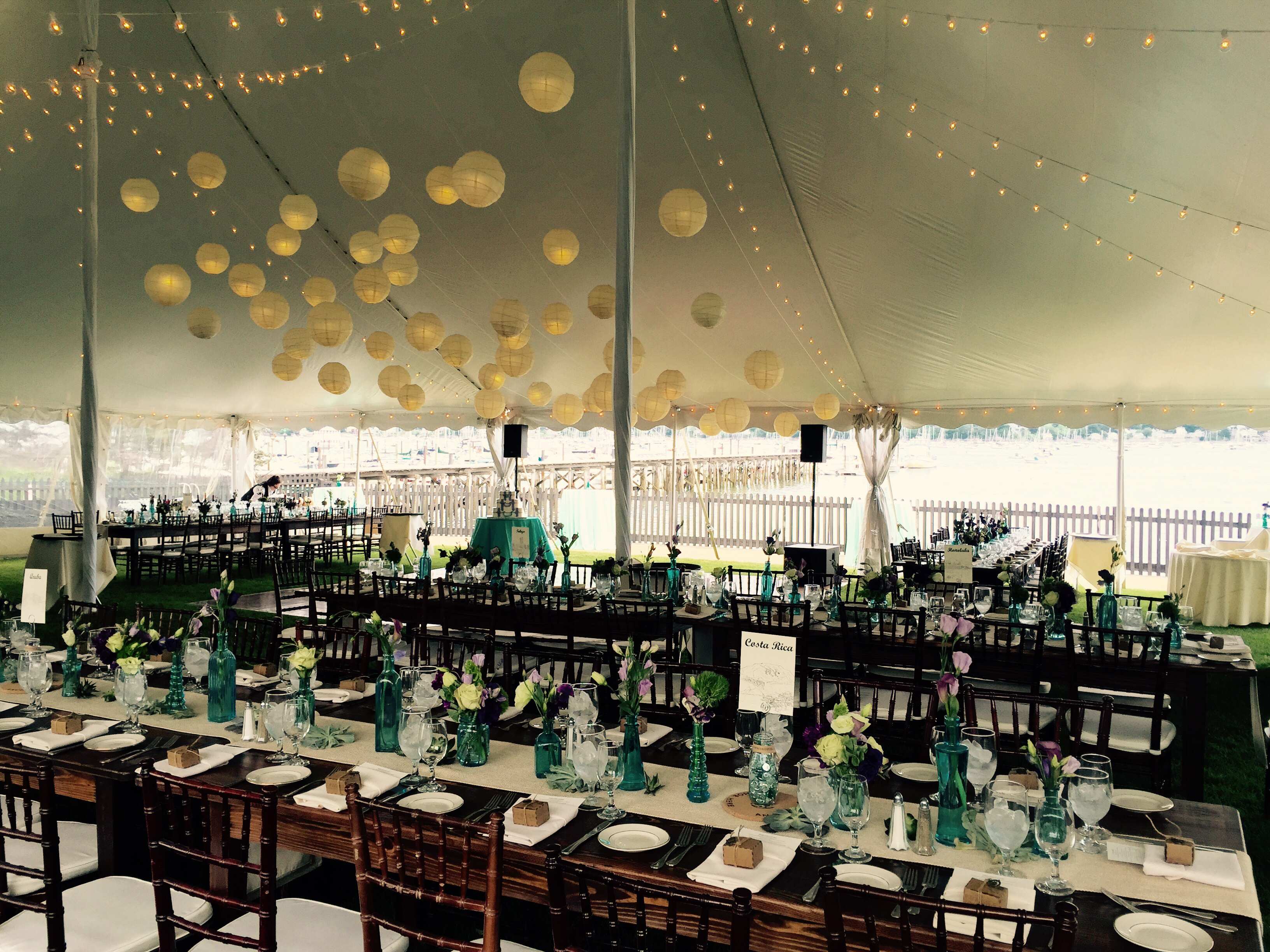 Bistros and Paper Lanterns in a White Pole Tent