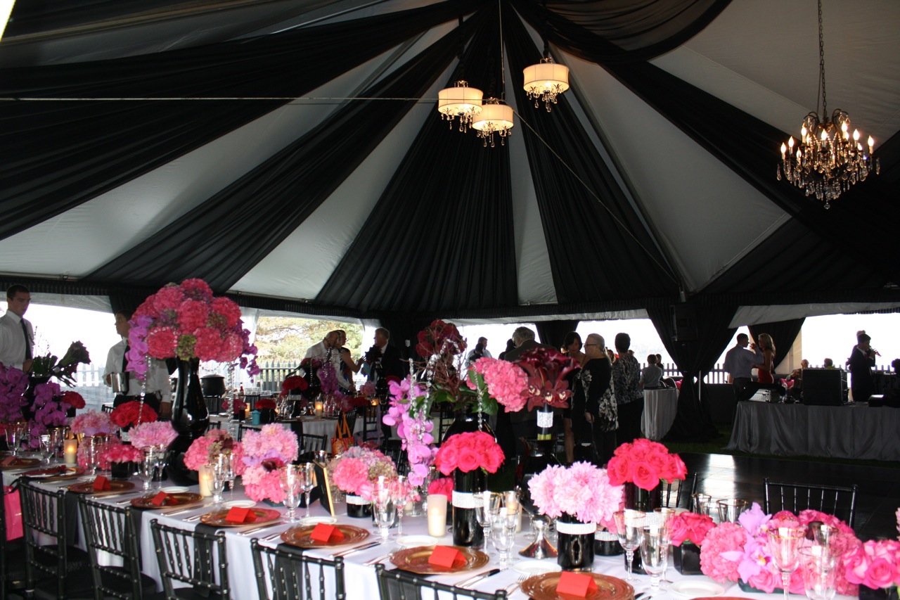 Custom Fabric Swags in a Frame Tent