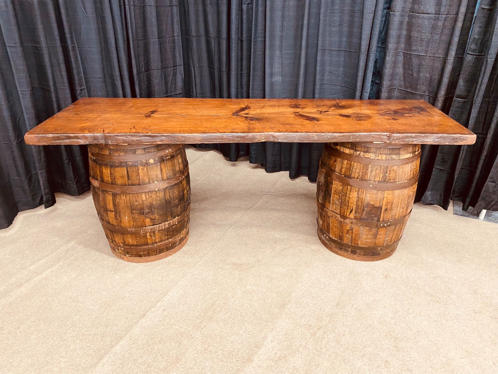 Whiskey Barrel Bar with Rustic Top
