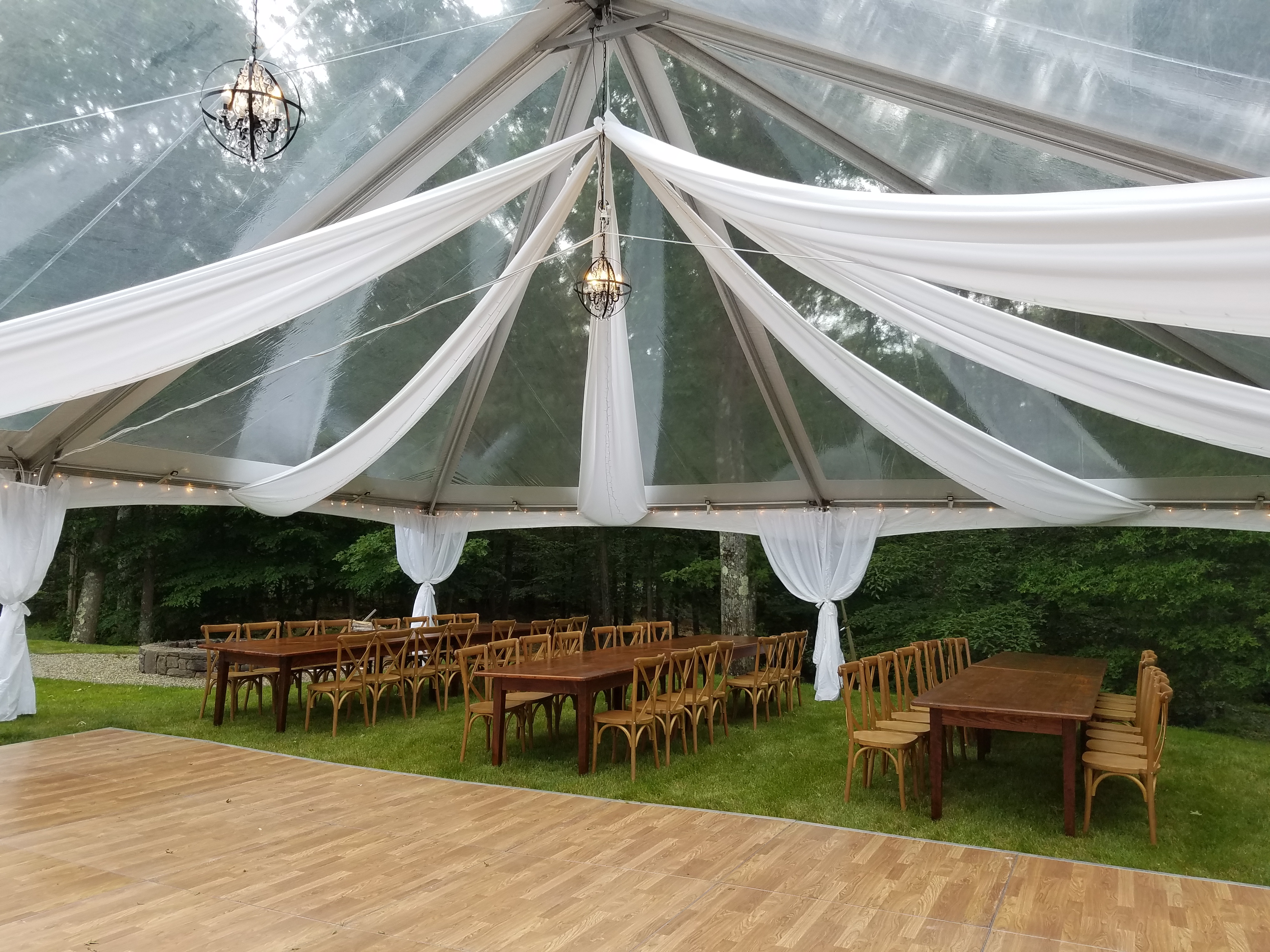 Swags Under Clear Frame Tent